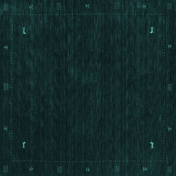 Ahgly Company Machine Washable Indoor Square Abstract Turquoise Blue Contemporary Area Rugs, 5' Square
