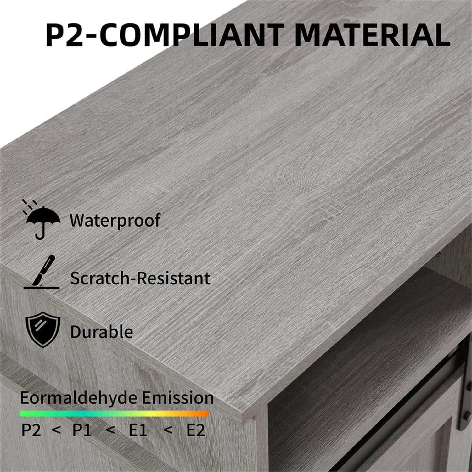 Demi Bonn Modern Farmhouse TV Media Stand for TV Up to 65'', Large Barn Inspired Home Entertainment Console with 23" Fireplace Insert, Open Shelves and Closed Cabinets, Gray