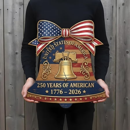 Usa 250Th Anniversary Wooden Liberty Bell Sign: Patriotic Door Hanger 250 Years American Anniversary Wooden Signs 1776-2026 Door Sign 4Th Of July Gift For Us Citizen Family Navy Home Decor