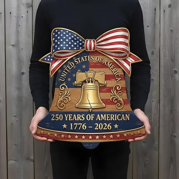 Usa 250Th Anniversary Wooden Liberty Bell Sign: Patriotic Door Hanger, 250 Years American Anniversary Wooden Signs, 1776-2026 Door Sign, 4Th Of July Gift For Us Citizen Family Navy Home Decor