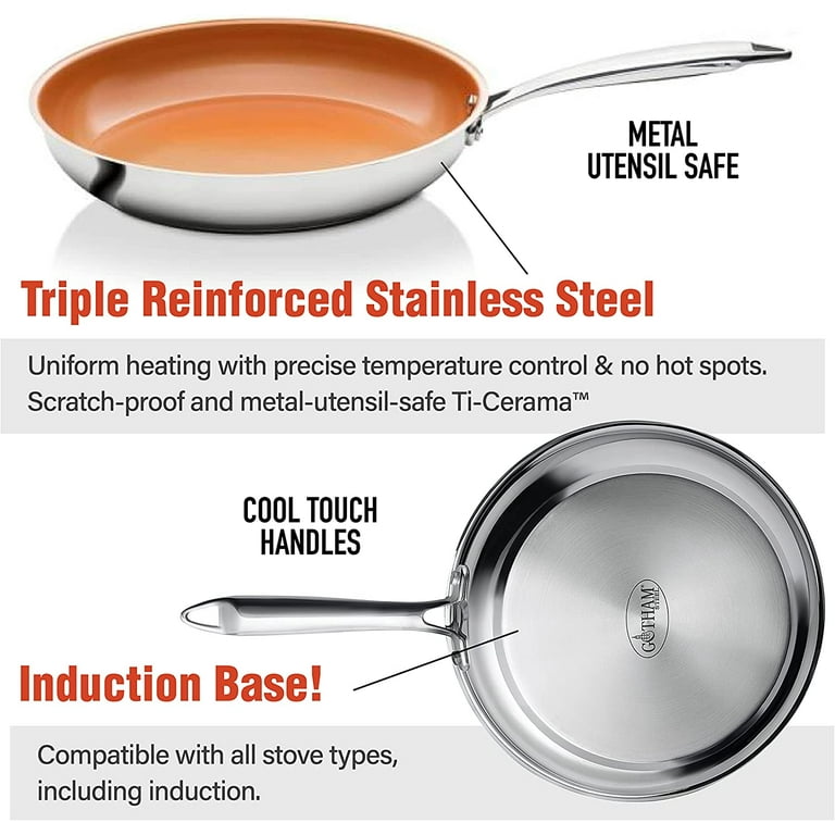 Gotham Steel Tri-Ply Stainless Steel Cookware Set, Nonstick