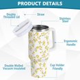 thumbnail image 4 of 30 oz Tumbler With Handle Stainless Steel Insulated Tumbler With Lid for Car Cup Holder Small Yellow Floral Pattern, 4 of 9