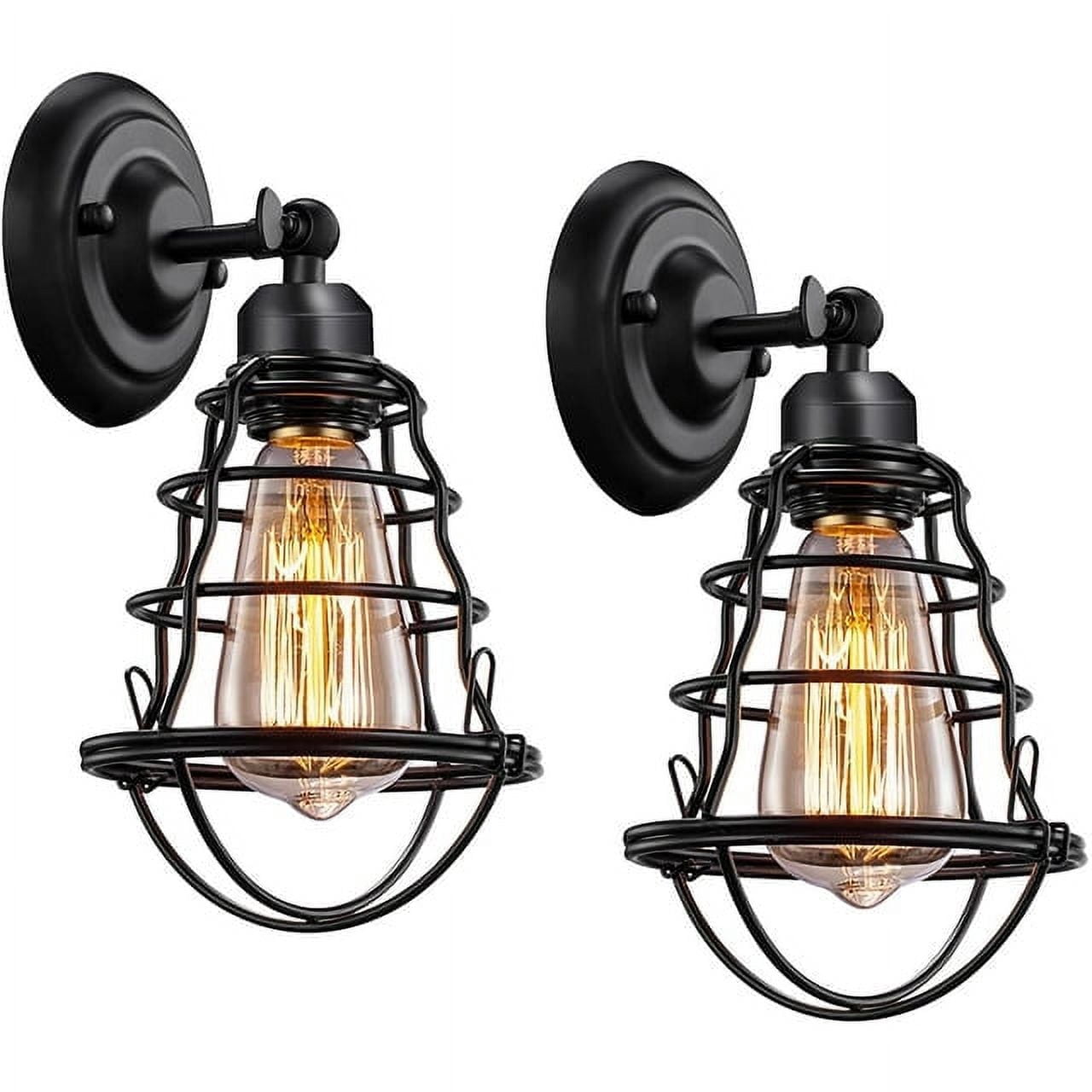 Pynsseu Industrial 2-Light Black Wall Sconces (2 Count)