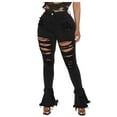 thumbnail image 2 of Bigersell High Waisted Black Jeans for Women Wide Leg Jeans Clearance Ladies Boot Cut Jeans Jegging Denim Pants Distressed Stretch Jeans Female Straight High Waist Cropped Pants Style J-212 Black S, 2 of 5