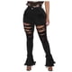 thumbnail image 2 of Pntutb Moda Mujer Botón sólido Cintura alta Bolsillo Jeans Pantalones Agujero Pantalones de mezclilla Pntutb Pntutb-1314, 2 of 5