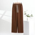 thumbnail image 2 of SnZhen Spring Sweatpants for Women Fallow Fashion Solid Color Elastic Waist with Pocket Casual Full Length Pants Coffee S, 2 of 4