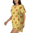 thumbnail image 2 of Naloa Hand Drawn Strawberry Women's Short-Sleeved Pajama Set, Loungewear, Summer pajamas, Breathable Cozy - Small, 2 of 9