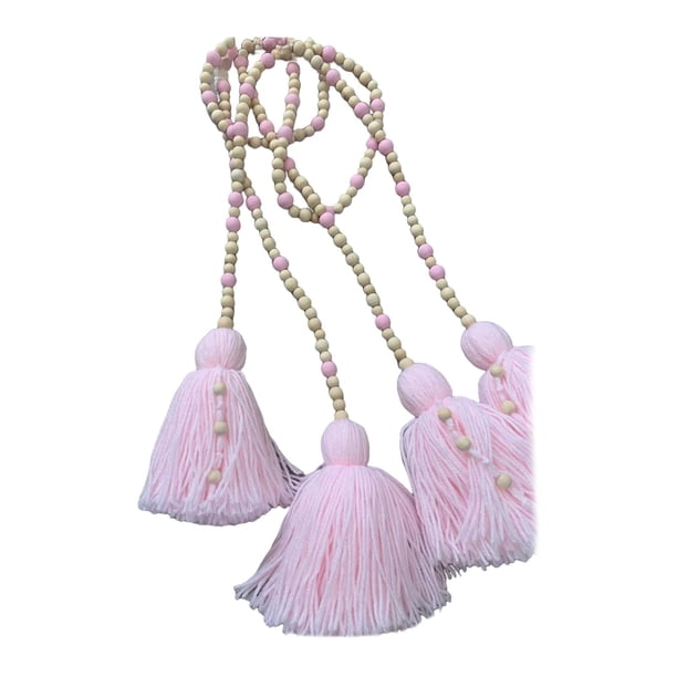 Abrazaderas para cortinas con cuentas de madera, estilo bohemio, decorativas para ventanas, rústicas, modernas y decorativas. rosa