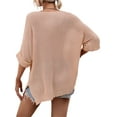 thumbnail image 6 of hirigin Women Knitting Shirt, 3/4 Sleeve Round Neck Solid Color Casual Street Party Spring Fall Summer Tops, 6 of 9