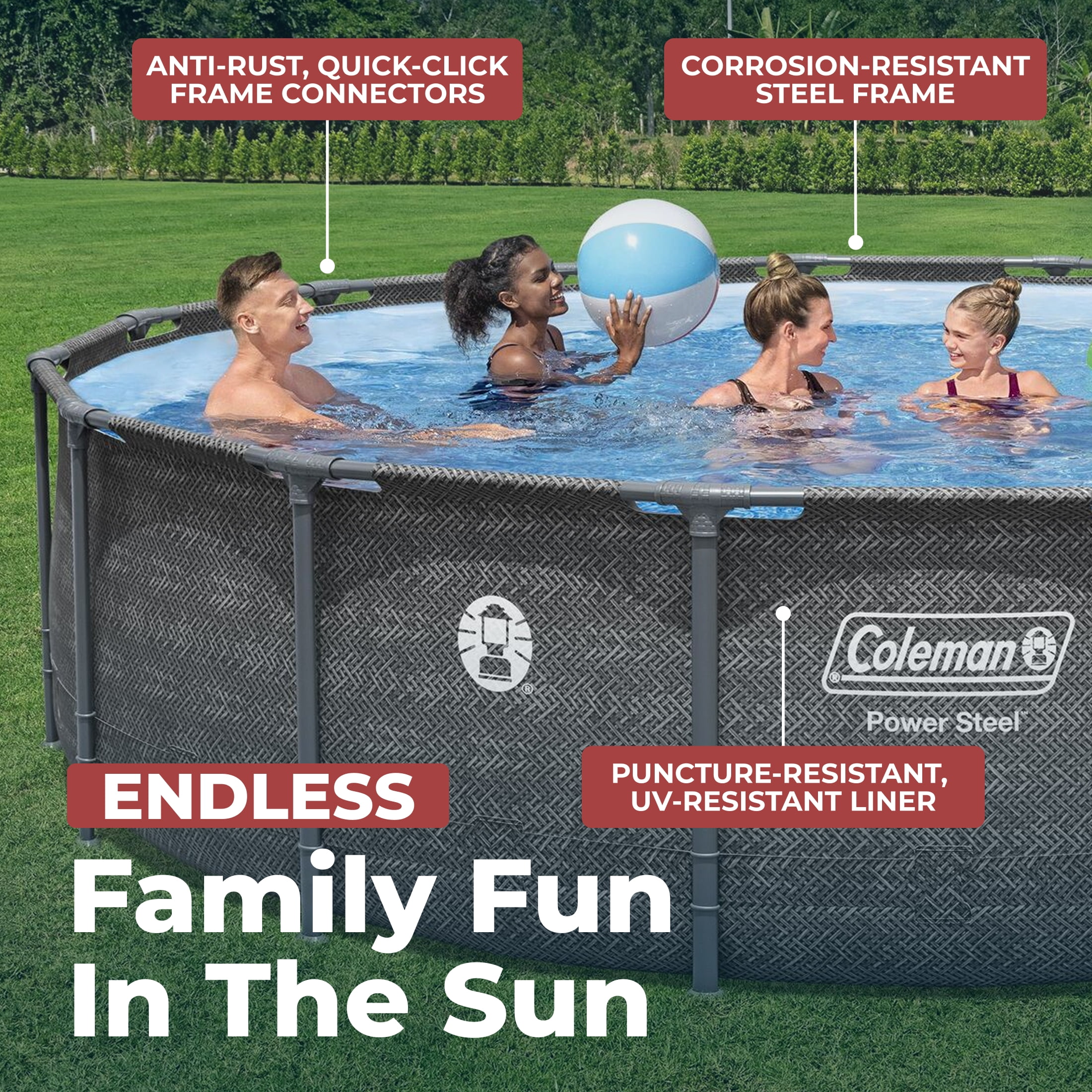 Coleman Power Steel 16 ft. x 42 in. Round Metal Frame Above Ground Pool Set