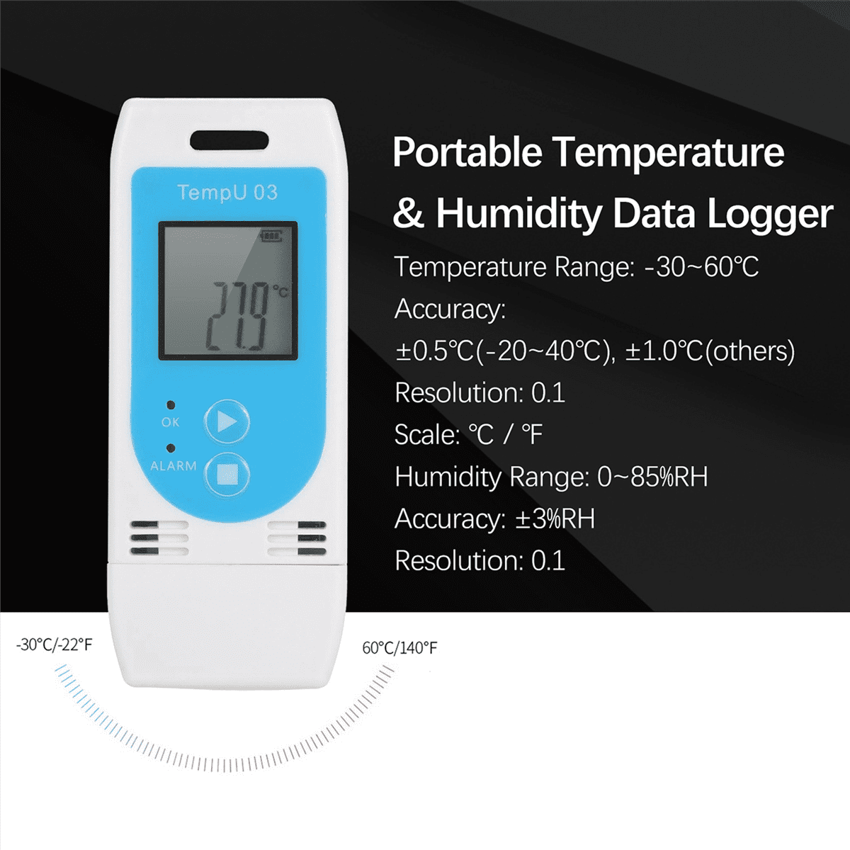 4X TempU 03 USB Temperature Humidity Data Logger Reusable RH TEMP Datalogger Recorder Humiture Recording Meter,4 x USB Temperature Humidity Recording Tester,white