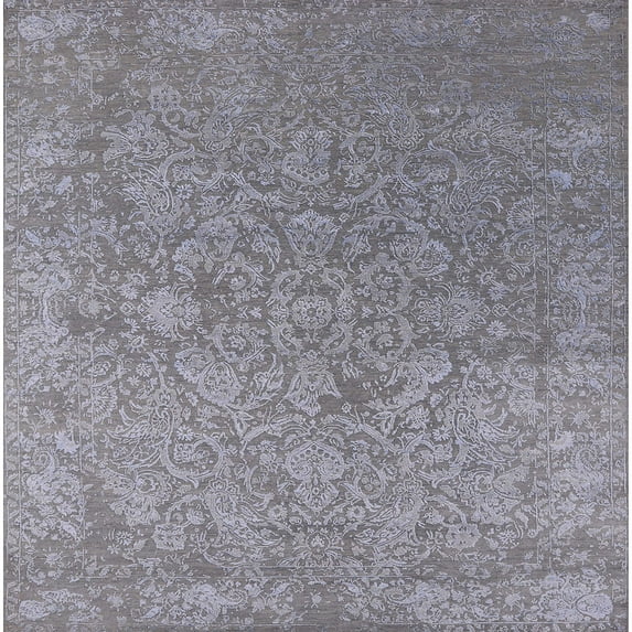 Ahgly Company Machine Washable Indoor Square Industrial Modern Sonic Silver Gray Area Rugs, 4' Square