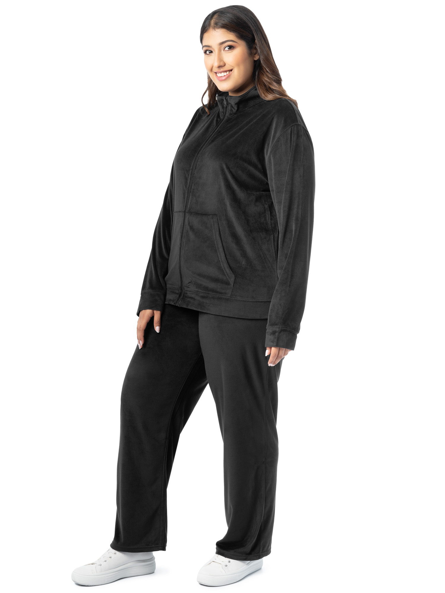 Athletic Works Women's Plus Velour Zip-Up Tracksuit photo 8