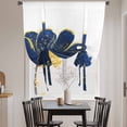 thumbnail image 4 of Tie Up Curtains for Windows Navy Blue Watercolor Floral Valance Adjustable Balloon Curtain Golden Lines Tie Up Shades for Kitchen Living Room Bedroom Privacy Curtain Drape 34x45 Inch, 4 of 9