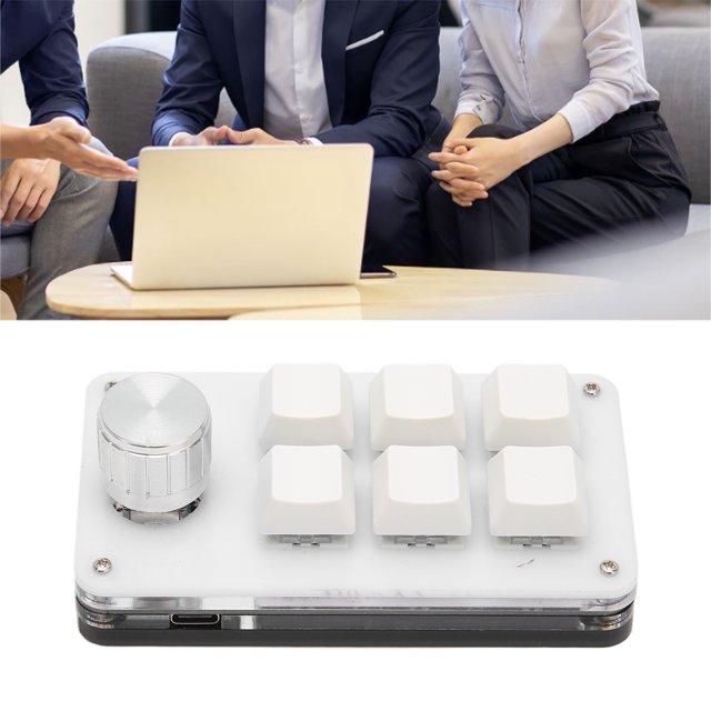 Mini 6 Key Keypad,One Handed Mechanical Keyboard With Knob,Wired Plug And Play Programmable Keyboard For Gaming Office