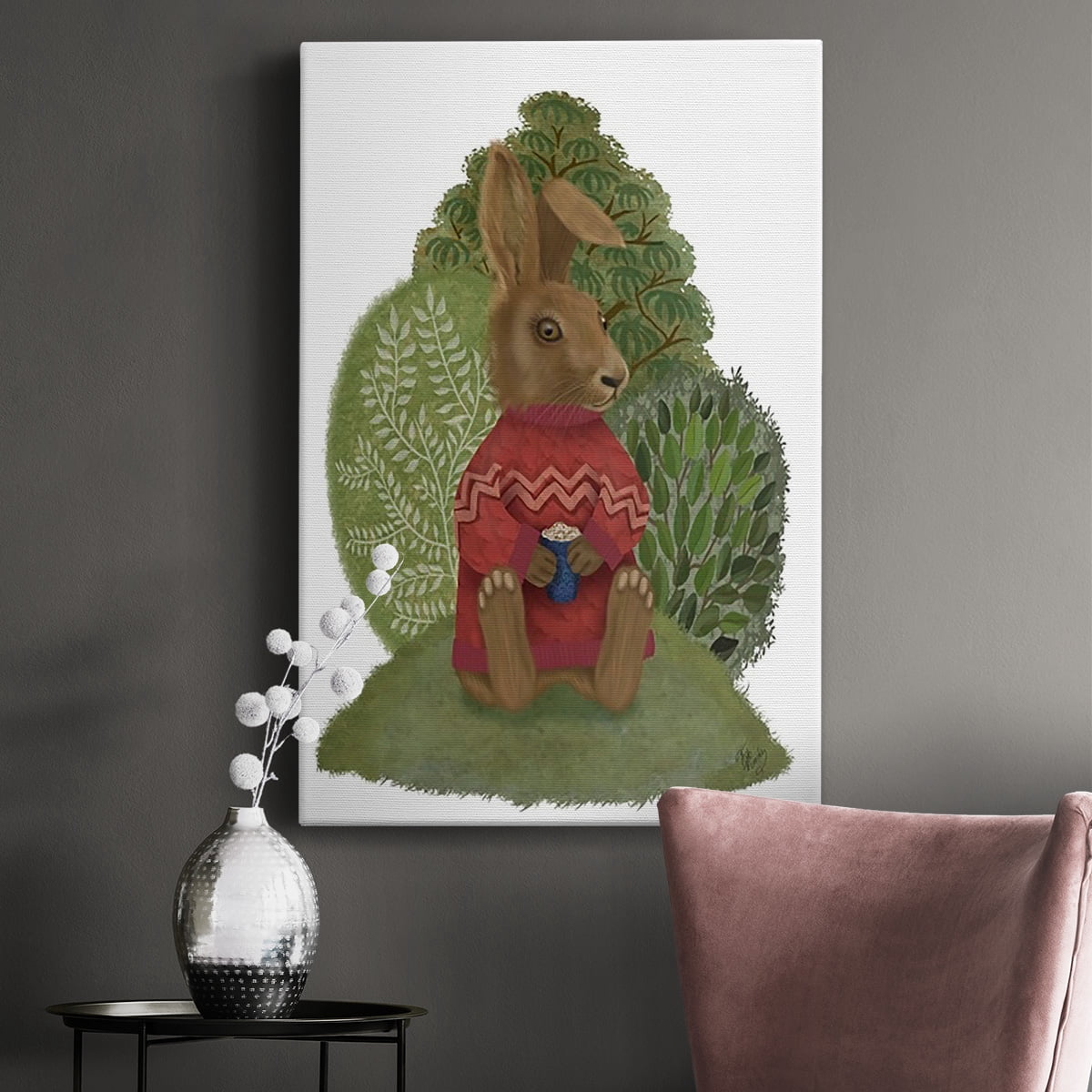 Latte Rabbit in Sweater Premium Gallery Wrapped Canvas - Ready to Hang