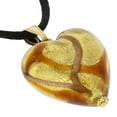 thumbnail image 3 of GlassOfVenice Murano Glass Heart Pendant - Topaz Waves Gold, 3 of 4