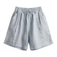 thumbnail image 4 of Linen Shorts for Women 2026 Casual Loose Outfits 2026 High Waisted Wide Leg Beach Short with Pockets Lounge Wear Y2K Lounge Pajama Bottoms Clothes Solid Color Short Bermuda Wide Leg Short 3Xl, 4 of 5