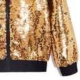 thumbnail image 4 of OGLCCG Girls Sequin Jacket Sparkly Glitter Bomber Jacket Kids Fashion Zipper Bright Colors Coat Long Sleeve Jackets,Size 8,Gold, 4 of 5