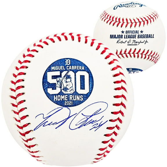 Miguel Cabrera Autographed Official MLB 500 Home Run HR Logo Baseball Detroit Tigers Beckett BAS Witness 212231