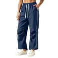 thumbnail image 2 of JOANKDMI Track Pants for Women with Side Stripe High Waisted Drawstring Loose Fit Casual Workout Running Trousers, 2 of 5