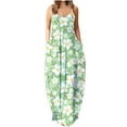 thumbnail image 2 of Lenago Robe de Bal Grande Taille pour Femmes, Mode, Taille Mi-Haute, Col en V, Sans Manches, Rayures, Imprimé Floral, Robe Longue de Plage, Robes d'Été en Solde, 2 of 5