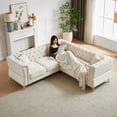 thumbnail image 2 of Chesterfield Button Tufted L-Shaped Sectional Sofa, 5 Seaters Chenille Upholstered Modular Corner Couch With Nailhead Trim for Living Room Office Apartment, 2 of 15