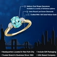 thumbnail image 2 of Gem Stone King 10K Yellow Gold Blue Apatite and White Moissanite 3-Stone Ring for Women | 1.40 Cttw | Oval 8X6MM | Gemstone Birthstone | Size 8, 2 of 6