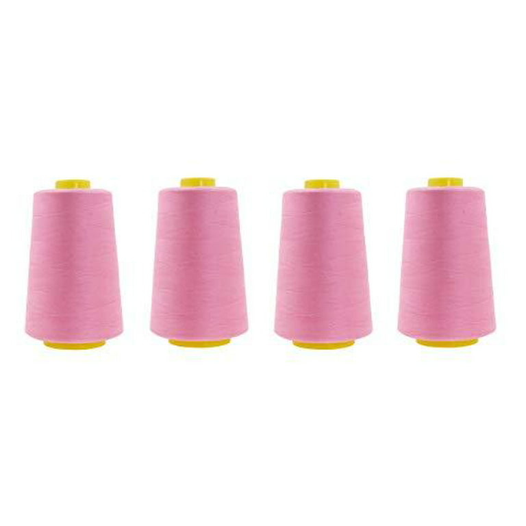 AK Trading 4-Pack Hot Pink All Purpose Sewing Thread Cones (6000 Yards Each) of High Tensile Polyester Thread Spools for Sewing, Quilting, Serger