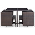 thumbnail image 4 of vidaXL 9 Piece Patio Dining Set with Cushions Poly Rattan Brown, 4 of 12