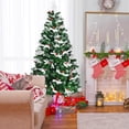 thumbnail image 3 of Gymax 6 FT Snow Flocked Christmas Tree Hinged Artificial Xmas Tree w/ Red Berries, 3 of 10