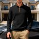 thumbnail image 3 of Ceisia Men's Casual Striped Half Button Round Neck Pullover with Pocket Daily Fashion Top Gift, 3 of 9