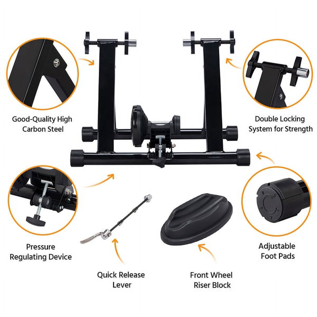 Topeakmart Foldable Indoor Bike Trainer Magnetic Cycle Trainer Stand with Front Wheel Support and Quick Release Skewer Black - image 5 of 14