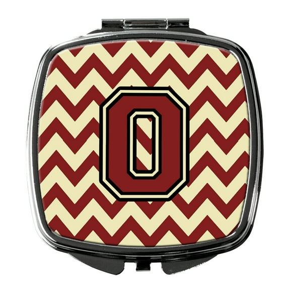 Letter O Chevron Maroon and Gold Compact Mirror