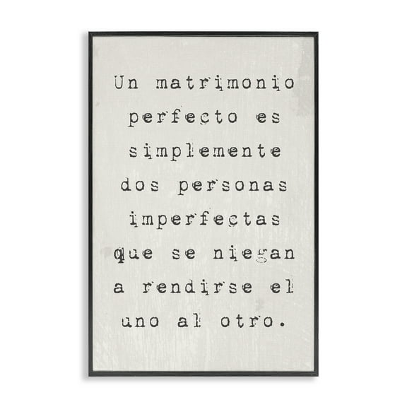 Stupell Industries Un Matrimonio Perfecto Inspirational Quotes & Sayings Painting Black Framed Art Print Wall Art, 12 x 18