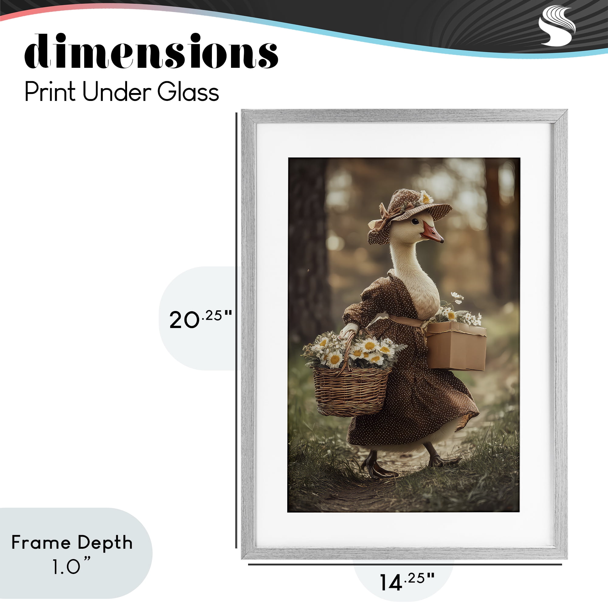 Stupell Industries Mother Goose with Flowers Gray Framed Print Under Glass, design by The Wands Want