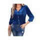 thumbnail image 4 of VISgogo, camisas de terciopelo salvaje a la moda para mujer, blusas de manga larga con cuello vuelto de Color sólido, blusas informales con botones para primavera y otoño VISgogo moda, 4 of 9