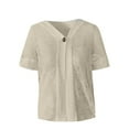 thumbnail image 4 of Ediodpoh Womens Cardigan Solid Casual Mid Sleeve Hollowed Out Knitted Cardigan Pure Color Top Beige XL, 4 of 5