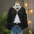 thumbnail image 4 of Yteetum Women's Christmas Crewneck Sweatshirts Oversized Christmas Tree Print Pleated Ruffle Trim Pullover Hoodless Sweatshirts Womens Casual Xmas Graphic Round Neck Loose Lantern Sleeve Sweatshirts, 4 of 5