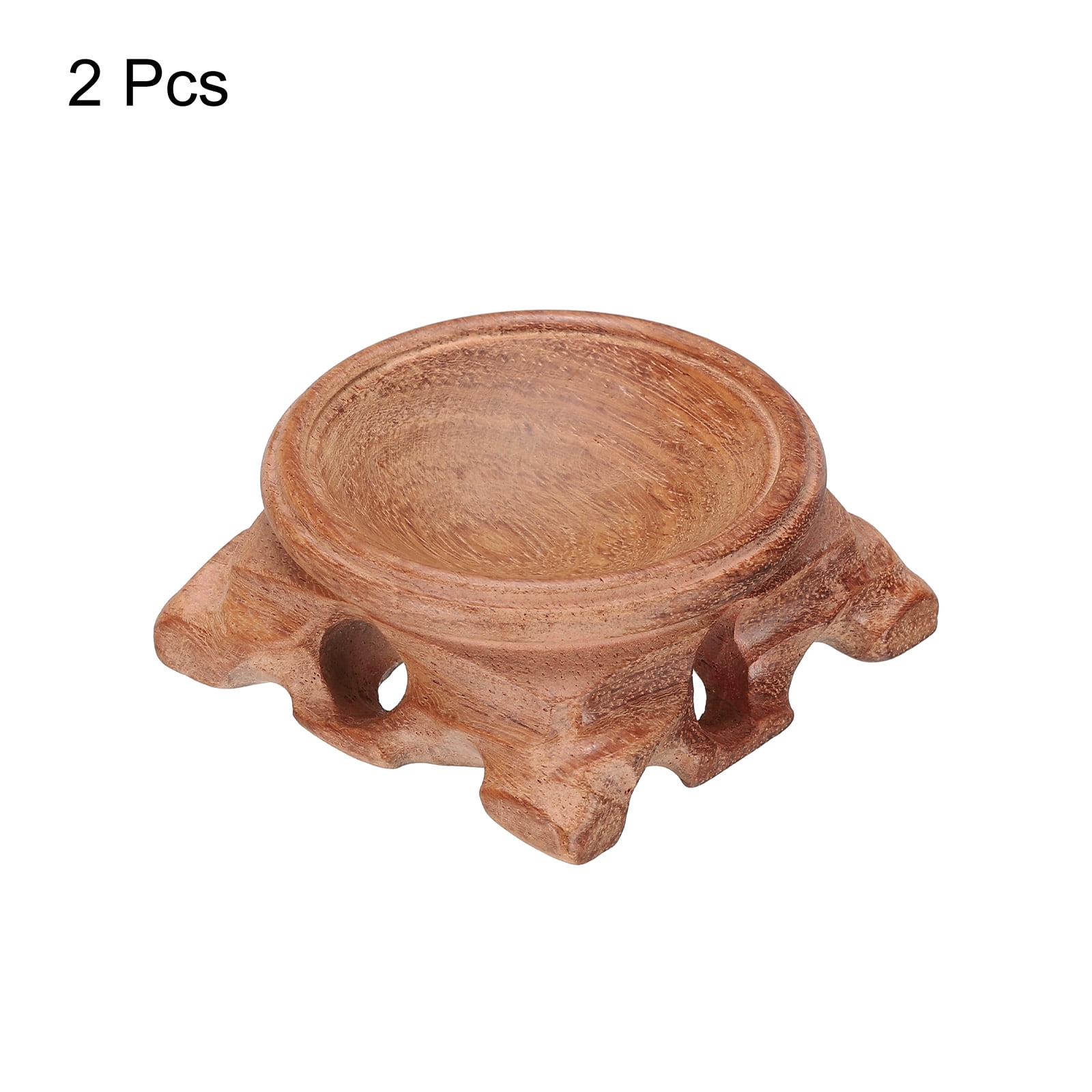 Unique Bargains 2pcs Wooden Ball Stand Holders Displays Base 50mm Diameter Red