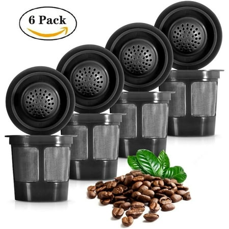 

LNKOO 6 Pack Reusable K Cups Refillable Coffee Filters for Keurig 2.0 and 1.0 and MINI PLUS Series Machines Universal Reusable Coffee Pods Coffee Scoop Funnel Stainless Steel Filter