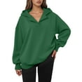 thumbnail image 4 of Womens Oversized Hoodies V Neck Sweatshirts Long Sleeve Pullover Loose Clothes 2025 Fall Trendy Tops Green L, 4 of 7