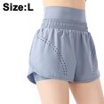 thumbnail image 2 of Pantalones cortos deportivos falsos de dos piezas para mujer, ajustados, de secado rápido, para entrenamiento, carrera, yoga, fitness, con agujeros que queman, cintura alta, sueltos,, 2 of 8