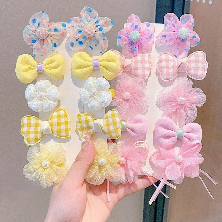Girls Cute Dot Plaid Hairpins For Children Sweet Bow Floral Hair