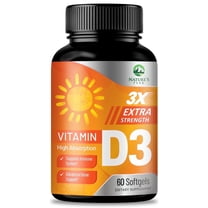 Vitamin D3 5000 IU Softgels (125 mcg), Extra Strength Vitamins D-3 Dietary Supplement for Bone, Teeth, Muscle Health & Immune Support, Rapid Absorbtion Mini D Softgel, Non-GMO, Gluten Free - 60 Count