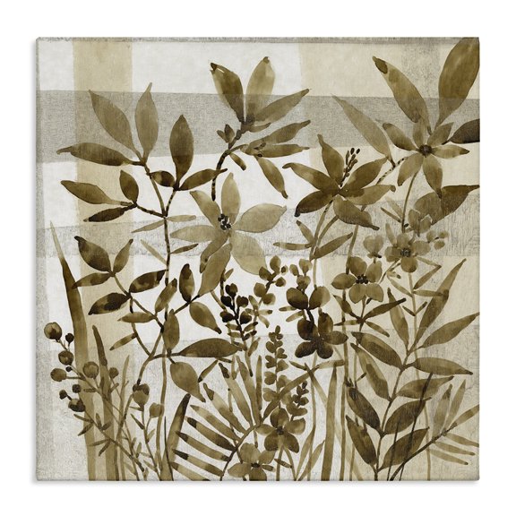 Stupell Industries French Country Antique Field of Wildflowers Brown Tan Abstraction Canvas Art, 17 x 17, by Tim O'Toole