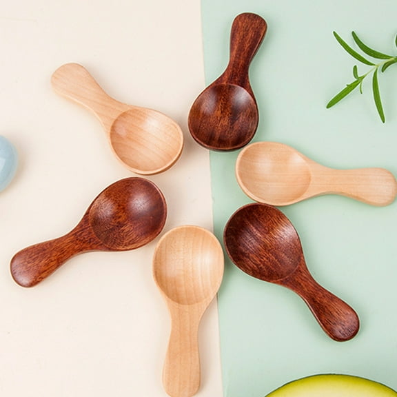 MLINS 4 Pcs Children's Wooden Spoon Small Kids Serving Utensils Powdered Khaki