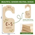 thumbnail image 2 of SUSWIM Baby Closet Dividers for Clothes Organizer - Set of 8 Beautiful Wooden Double-Sided Baby Clothes Size Hanger Organizer from Newborn to 24 Months for Boho Nursery Decor, 2 of 5