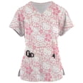 thumbnail image 1 of Hello Kitty Scrubs Medical Uniforms Woman Hello Kitty Cartoon Printed Nurse Tops Pet Groom Uniform Short Sleeve Carer Clothes, 1 of 6