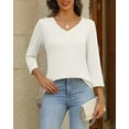thumbnail image 6 of Weardear Womens V Neck 3/4 Sleeve Dressy Blouses Casual Loose Fit Tunic Tops Boho Business Blouses, 6 of 7